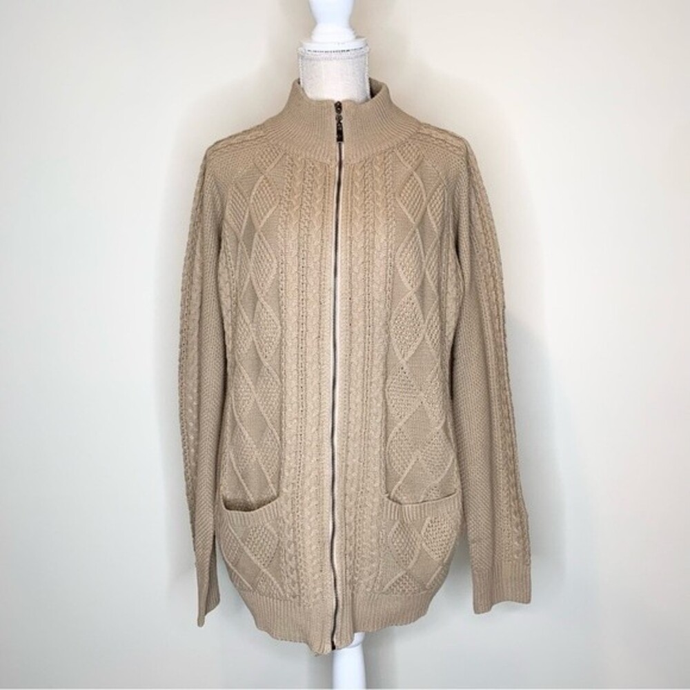 NWOT Coofandy Zipper Front Knit Preppy Cardigan Large